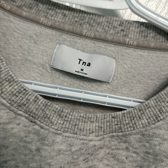 Aritzia TNA Cropped Crewneck Sweater in Grey - Picture 3 of 3